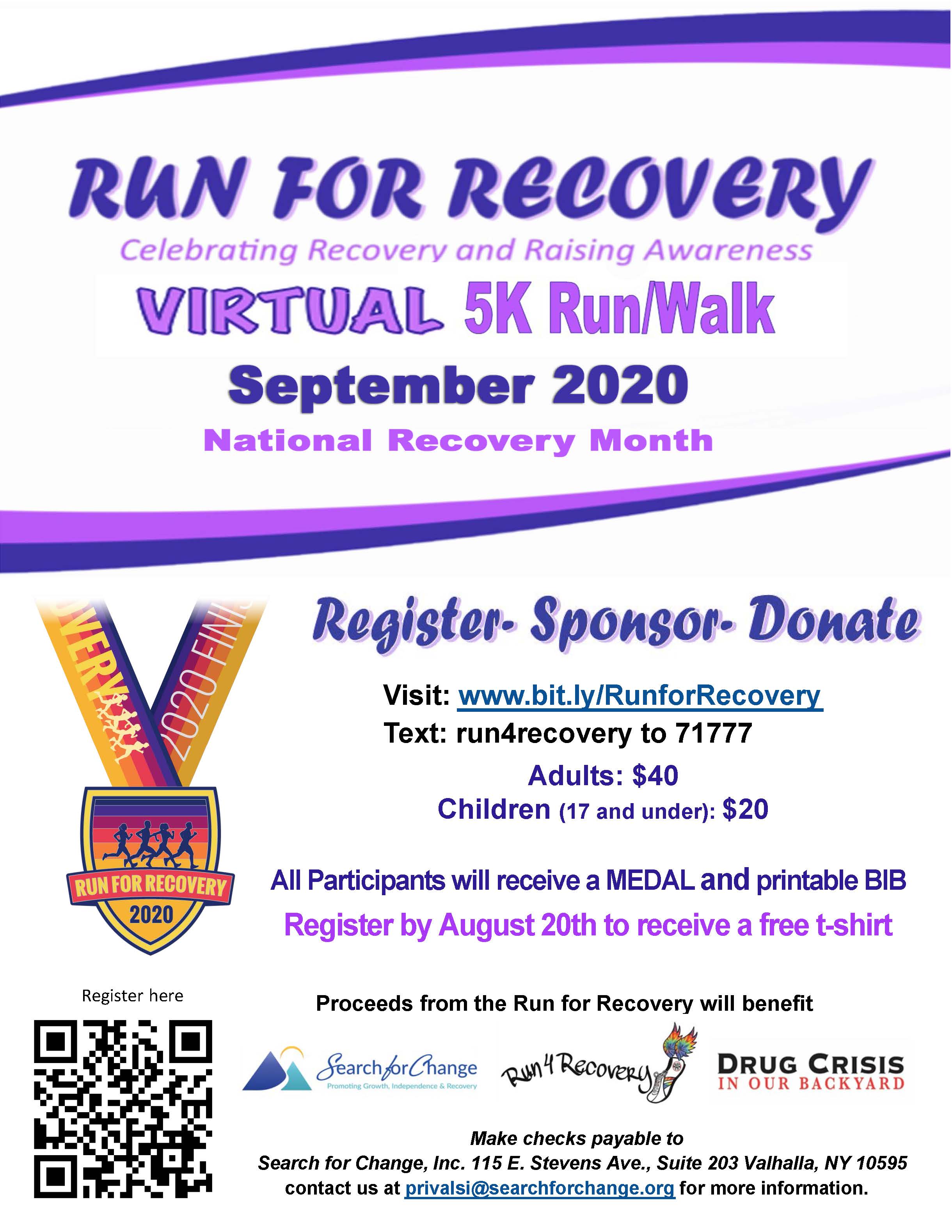 Run For Recovery Virtual 5K Run Walk For Drug Help