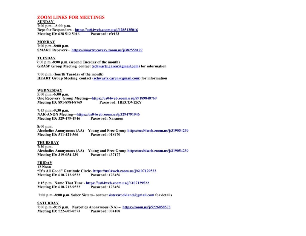 Foundations Recovery Community Center August 2020 Events For Drug Help